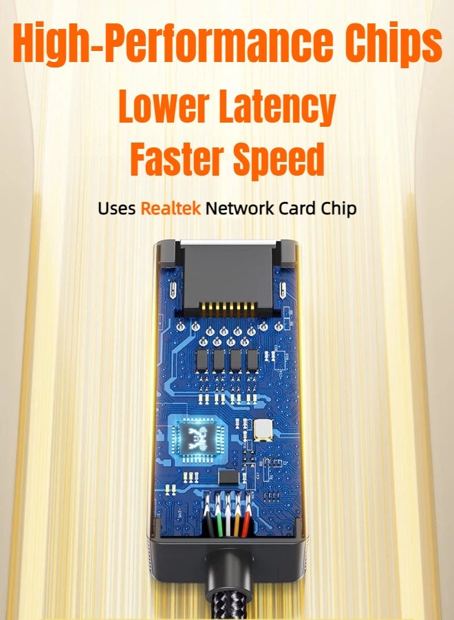 SAMZHE محول USB-C إلى إيثرنت من النوع C RJ45 جيجابت، شبكة سلكية مضفرة بسرعة 1 جيجابت في الثانية، متوافق مع أجهزة MacBook/Surface/iPad Pro/Switch/PS5 - Image 3